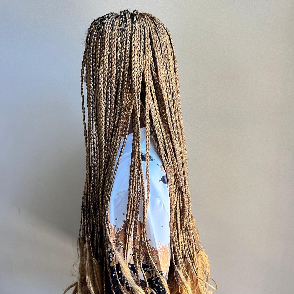Handmade Blonde Box Braids Wig - Natural Blonde Long Braided Hair